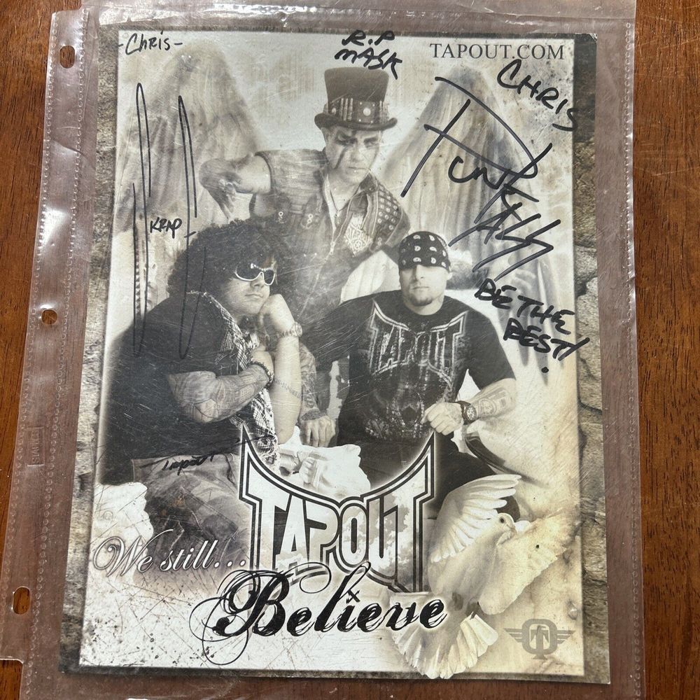 Tapout Signed 8x10 Wrestling Photo Punkass, Skrape, & Mask Autograph‎